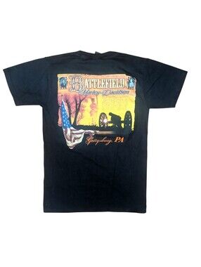 Harley Davidson Battlefield Of Gettysburg Pennsylvania Mens Biker T-shirt Size S